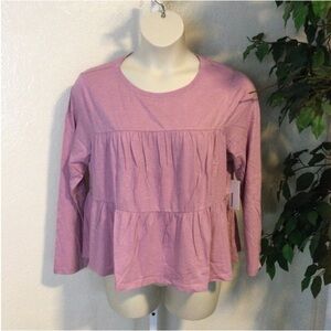 Sonoma tiered slubbed fabric long sleeve tee Woman’s size XXL purple